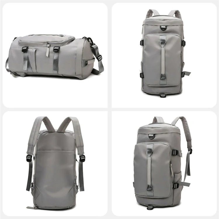 3-in-1 Polyester Travel Backpack with Yoga Mat Storage Gray color SKU reference