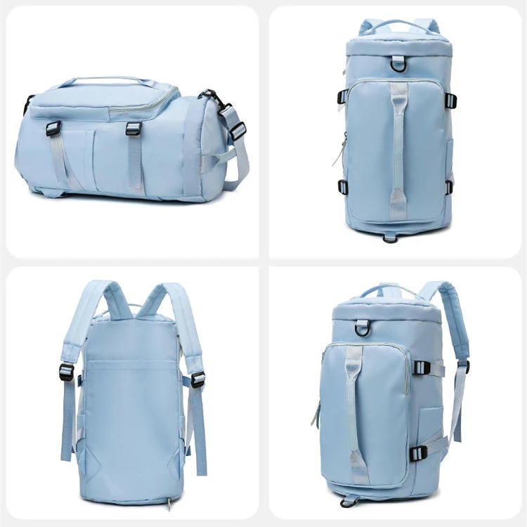 3-in-1 Polyester Travel Backpack with Yoga Mat Storage Light Blue color SKU reference