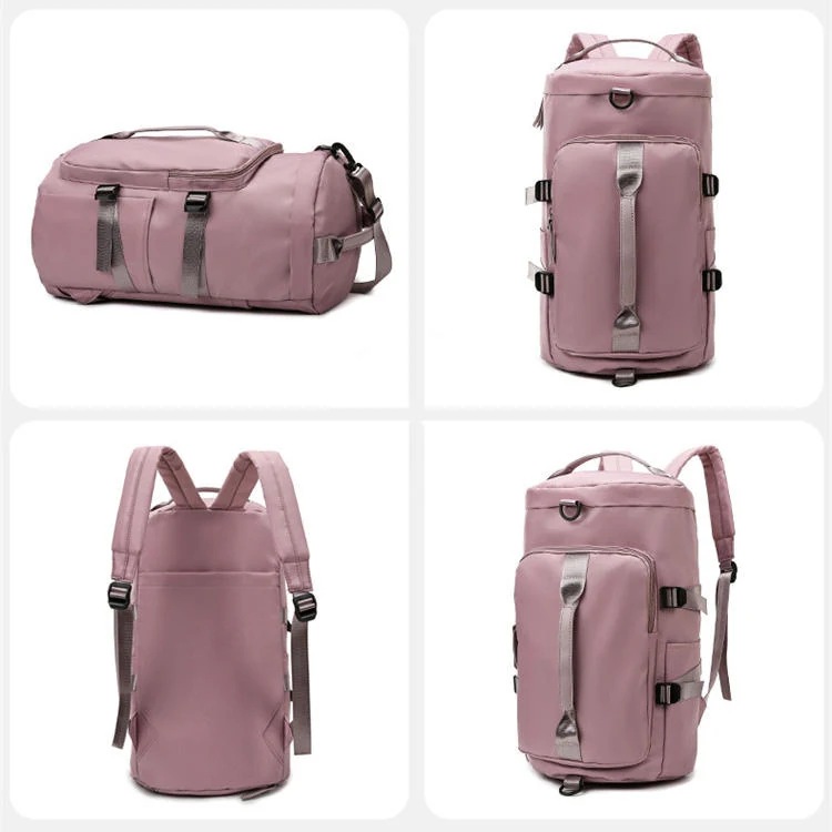3-in-1 Polyester Travel Backpack with Yoga Mat Storage Pink 2 color SKU reference