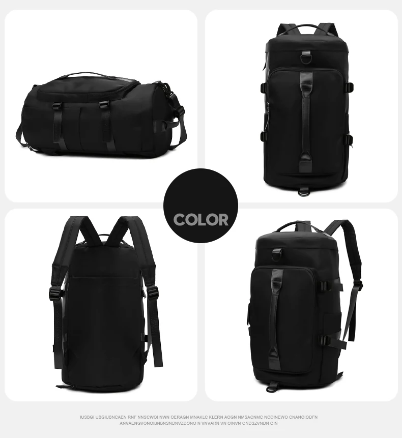 12-Color Sports Duffle with Shoe Compartment Black color SKU reference