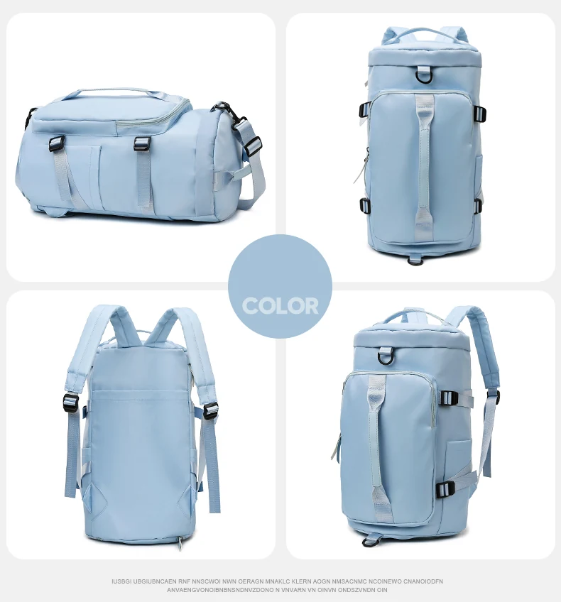 12-Color Sports Duffle with Shoe Compartment Light blue color SKU reference