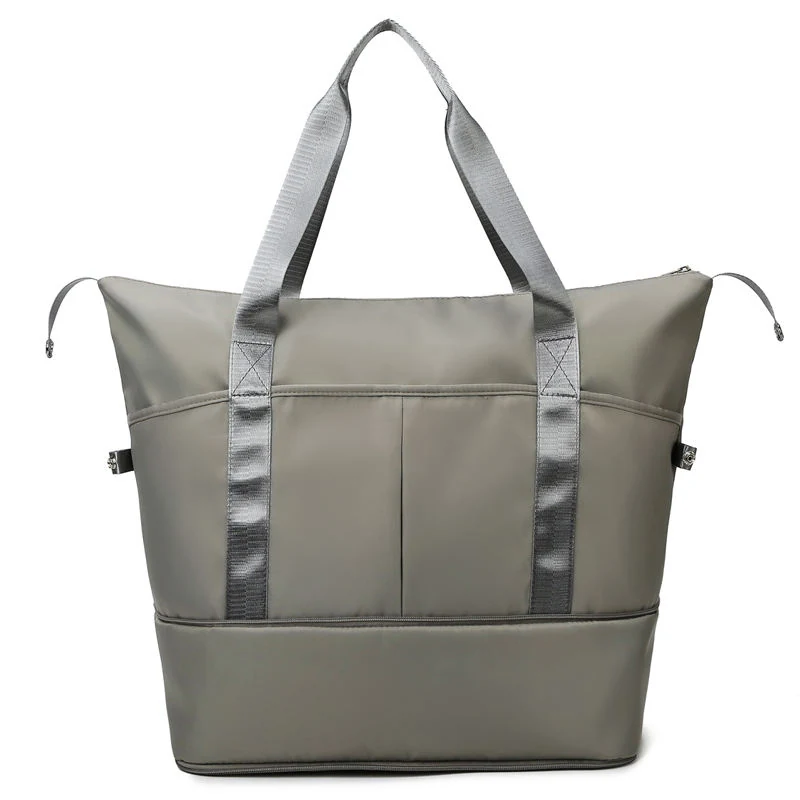 Expandable Oxford Weekender with Wet/Dry Storage Gray color SKU reference