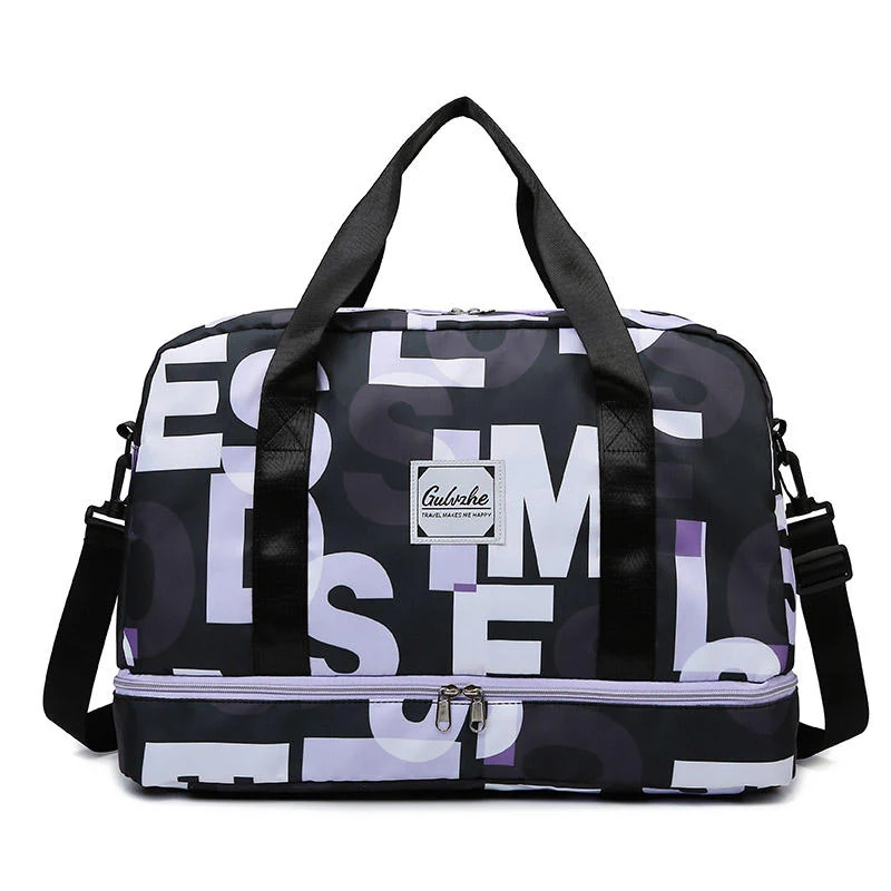 Color-Block Nylon Weekender with Shoe Compartment Purple color SKU reference