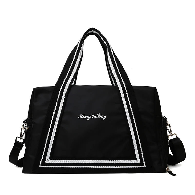 Expandable Travel Duffle in Two Size Options Black 46 × 23 × 27 cm color SKU reference