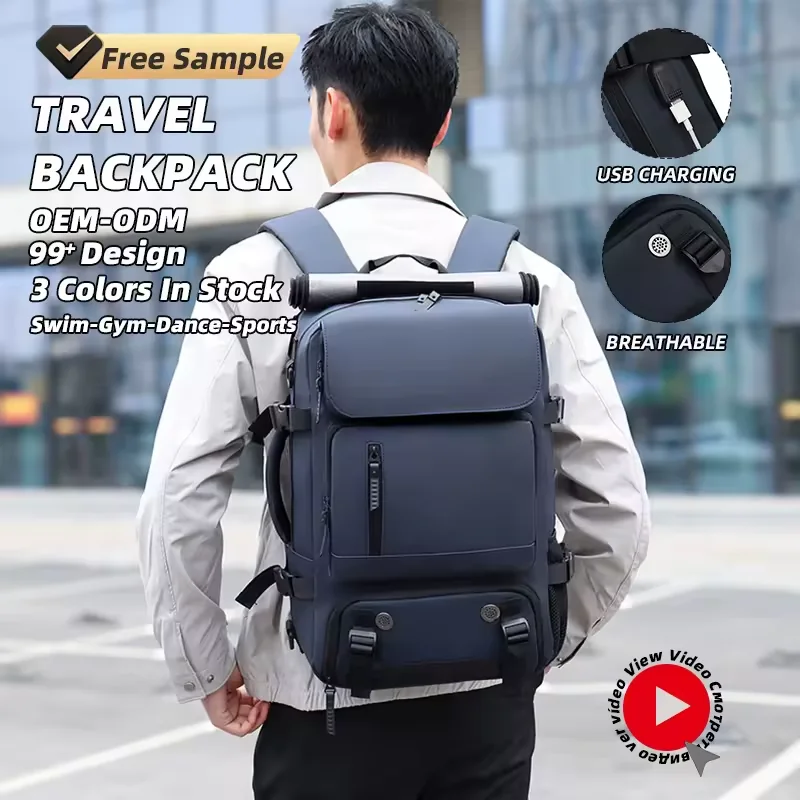 16L PU Travel Backpack with USB Port and Adjustable Carry product reference image