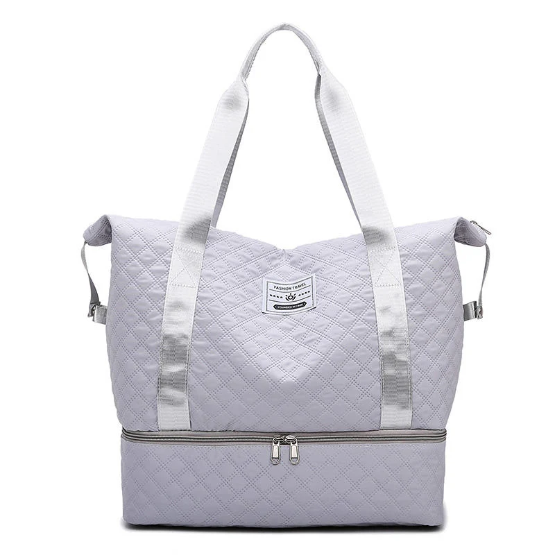 Quilted Nylon Weekender with Shoe Compartment Gray color SKU reference