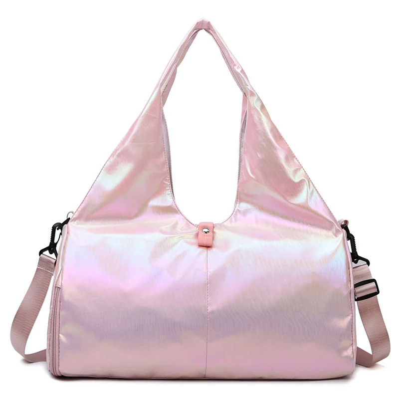 Holographic Yoga-Mat Travel Duffel with Side Pockets Pink color SKU reference
