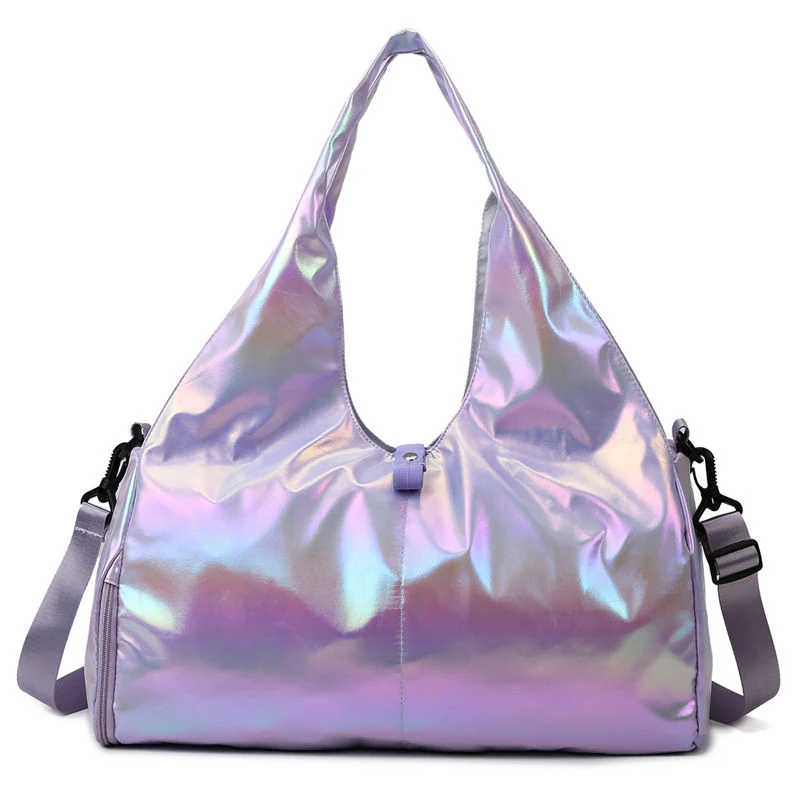 Holographic Yoga-Mat Travel Duffel with Side Pockets Purple color SKU reference