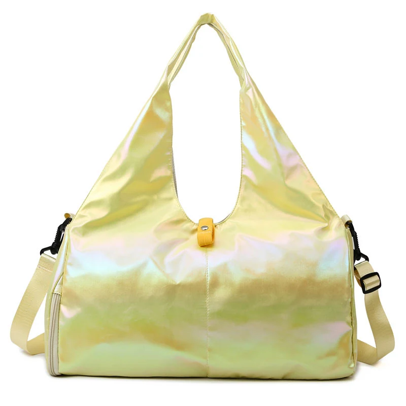 Holographic Yoga-Mat Travel Duffel with Side Pockets Yellow color SKU reference