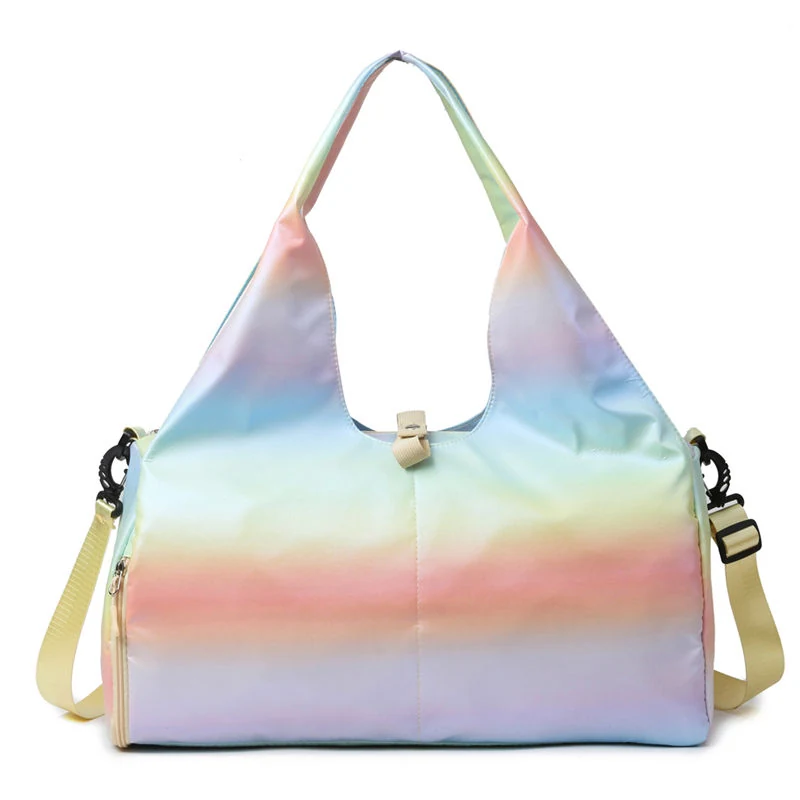 Holographic Yoga-Mat Travel Duffel with Side Pockets Rainbow 2 color SKU reference