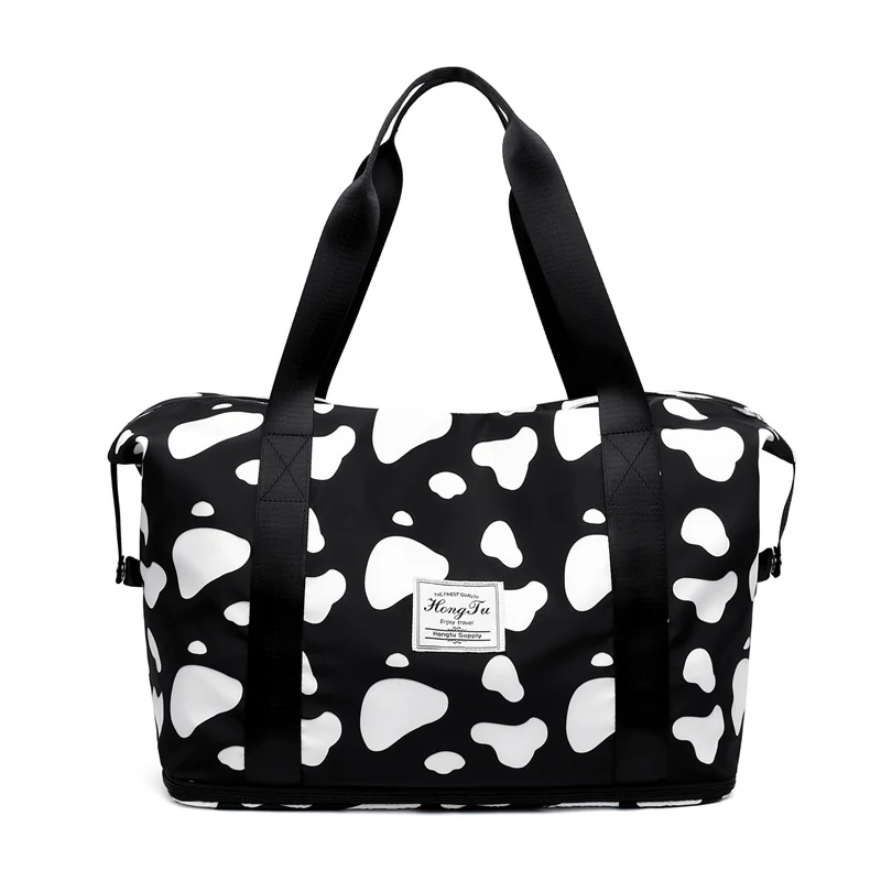 Animal-Print Sports Duffle Backpack Black Cow color SKU reference