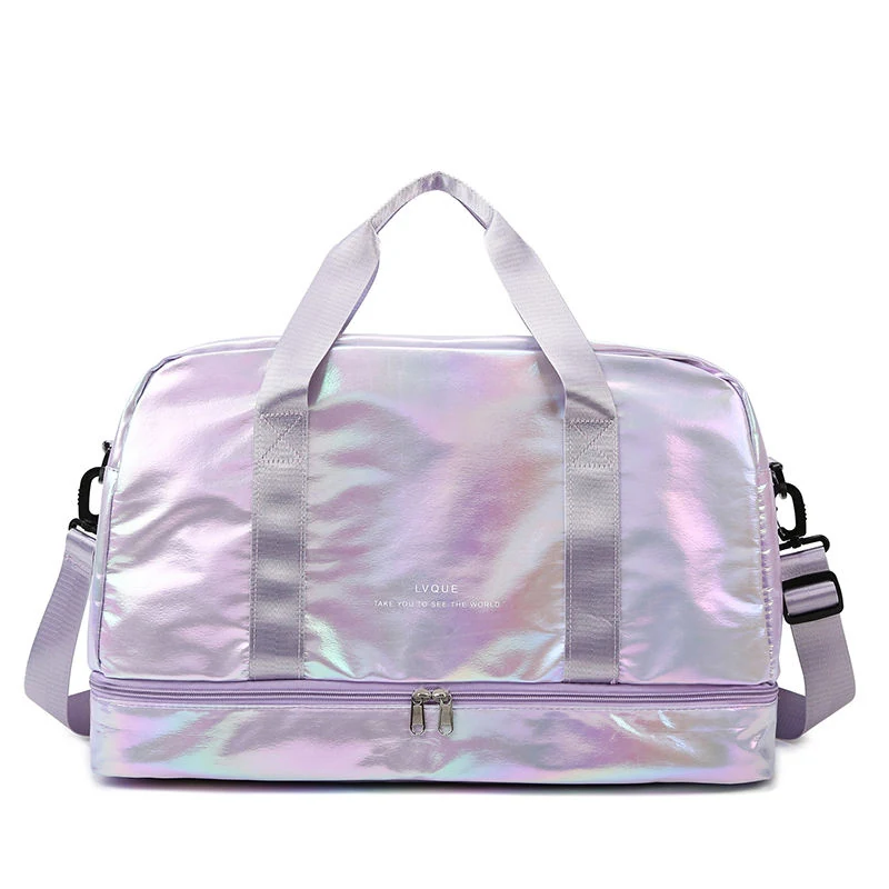Holographic Pearl-Finish Weekender with Shoe Compartment Purple color SKU reference