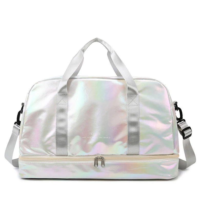 Holographic Pearl-Finish Weekender with Shoe Compartment White color SKU reference