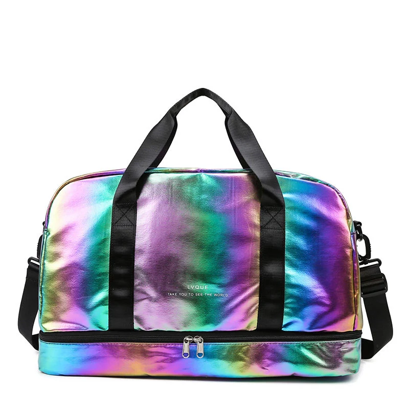 Holographic Pearl-Finish Weekender with Shoe Compartment Black color SKU reference