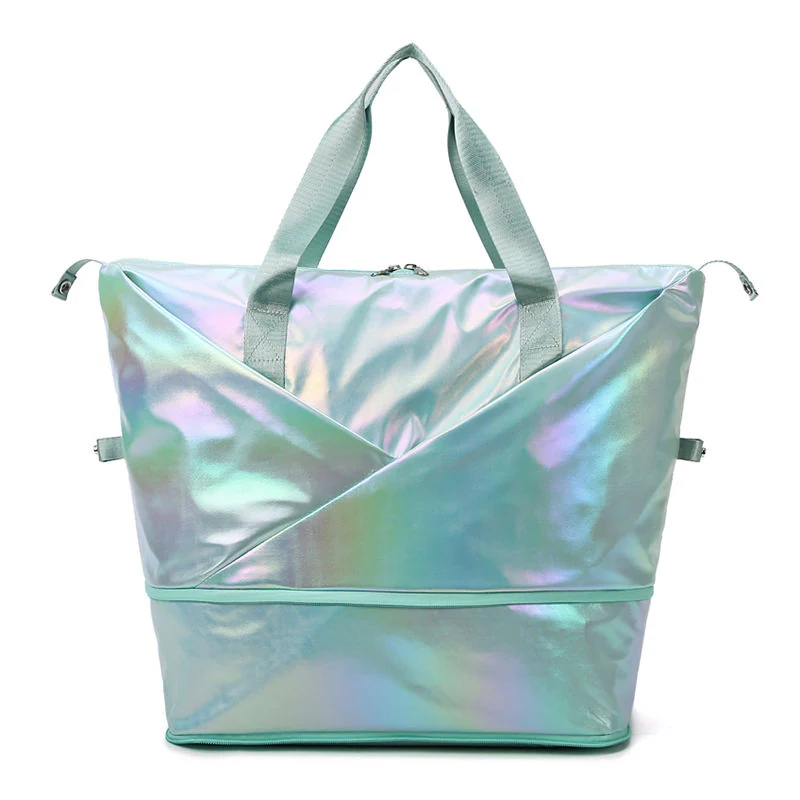 Expandable Pearlescent Oxford Travel Duffel Light Green color SKU reference