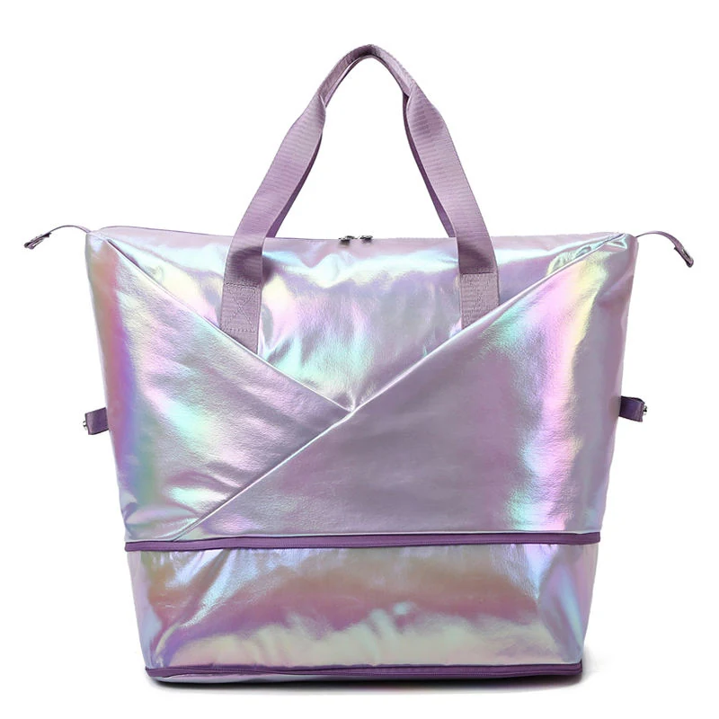 Expandable Pearlescent Oxford Travel Duffel Purple color SKU reference