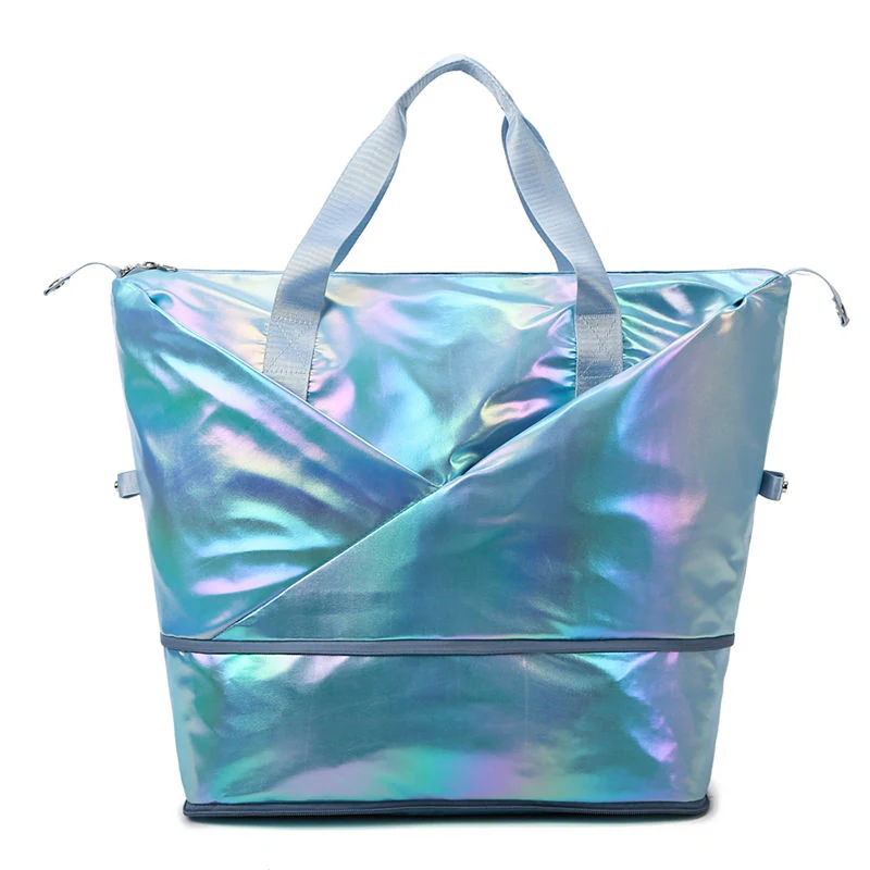Expandable Pearlescent Oxford Travel Duffel Sky Blue color SKU reference