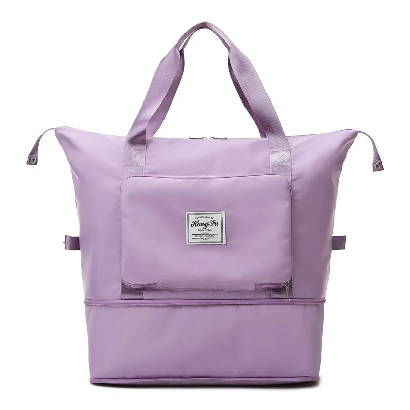 Foldable Expandable Tote Satchel with Wet-Dry Storage Purple color SKU reference