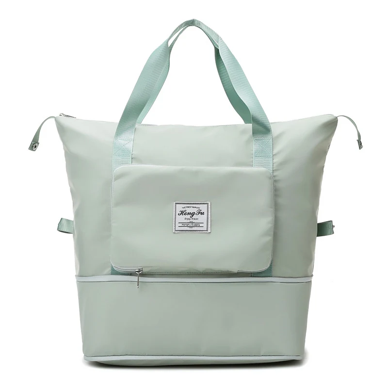 Foldable Expandable Tote Satchel with Wet-Dry Storage Melon color SKU reference