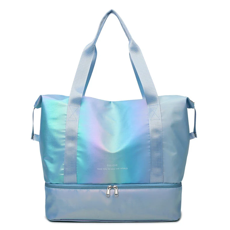 Pearlescent Oxford Weekender with Shoe Compartment Light Blue color SKU reference