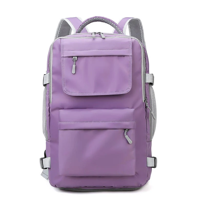 Lightweight Nylon Travel Backpack with USB Port Purple color SKU reference