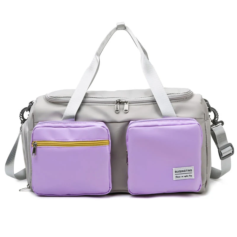 Custom Oxford Travel Duffel with Wet/Dry Pocket Purple color SKU reference