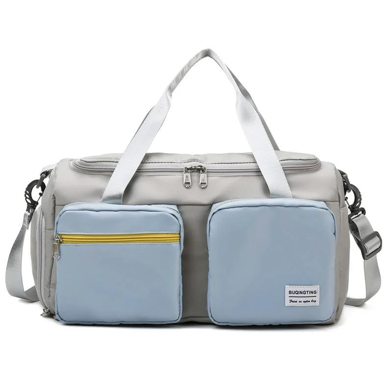 Custom Oxford Travel Duffel with Wet/Dry Pocket Light Blue color SKU reference