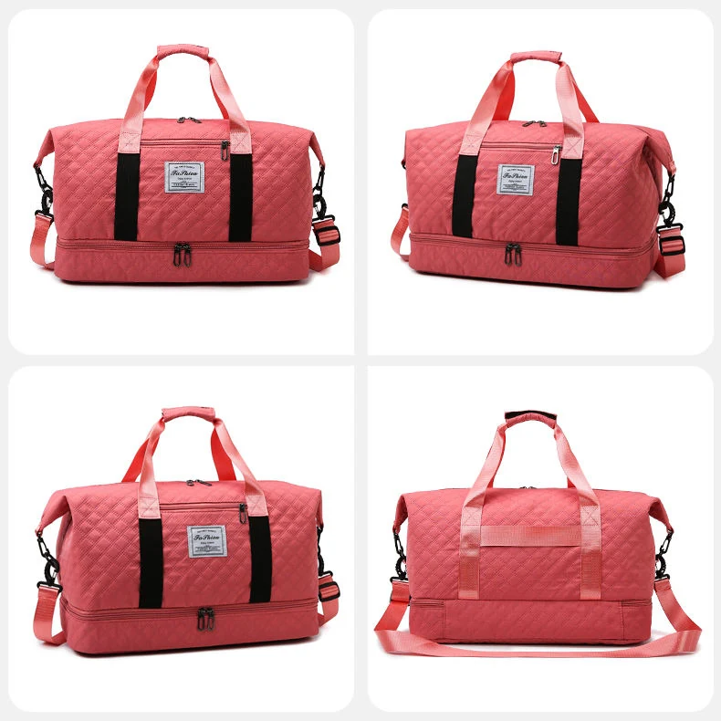 Quilted Weekender Duffel with Shoe Compartment Red color SKU reference