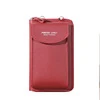 PU Travel Phone Wallet with Multi-Compartment Storage Burgundy color SKU reference