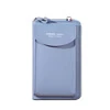 PU Travel Phone Wallet with Multi-Compartment Storage Gray blue color SKU reference