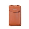 PU Travel Phone Wallet with Multi-Compartment Storage Brown color SKU reference