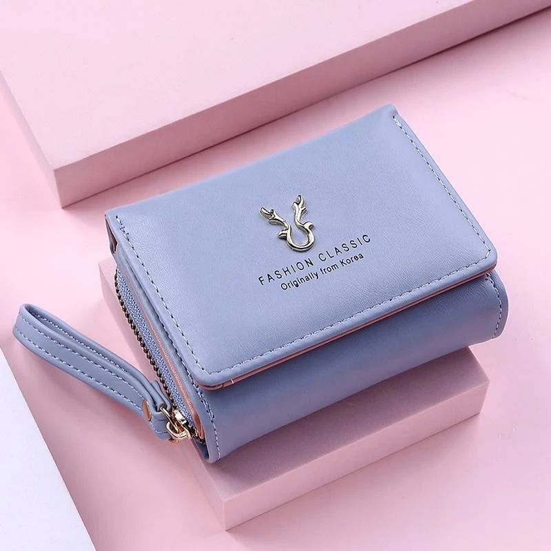 Compact PU Coin Purse with Zip and Clasp Detail product reference image