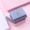 Compact PU Coin Purse with Zip and Clasp Detail Sky blue color SKU reference