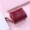 Compact PU Coin Purse with Zip and Clasp Detail Burgundy color SKU reference