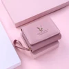 Compact PU Coin Purse with Zip and Clasp Detail Pink color SKU reference