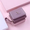 Compact PU Coin Purse with Zip and Clasp Detail Deep pink color SKU reference