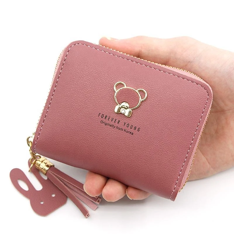 Bear-Detail PU Accordion Coin Purse and Card Holder product reference image