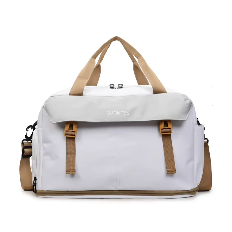 Expandable Gym Duffel with Shoe Storage & Trolley Sleeve White color SKU reference