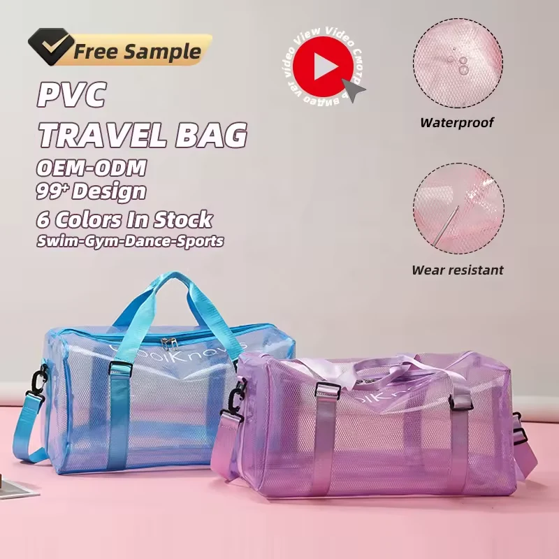 Clear PVC Travel Tote with Zipper and Adjustable Shoulder Strap product reference image