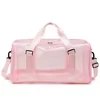 Clear PVC Travel Tote with Zipper and Adjustable Shoulder Strap Pink color SKU reference