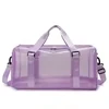 Clear PVC Travel Tote with Zipper and Adjustable Shoulder Strap Purple color SKU reference
