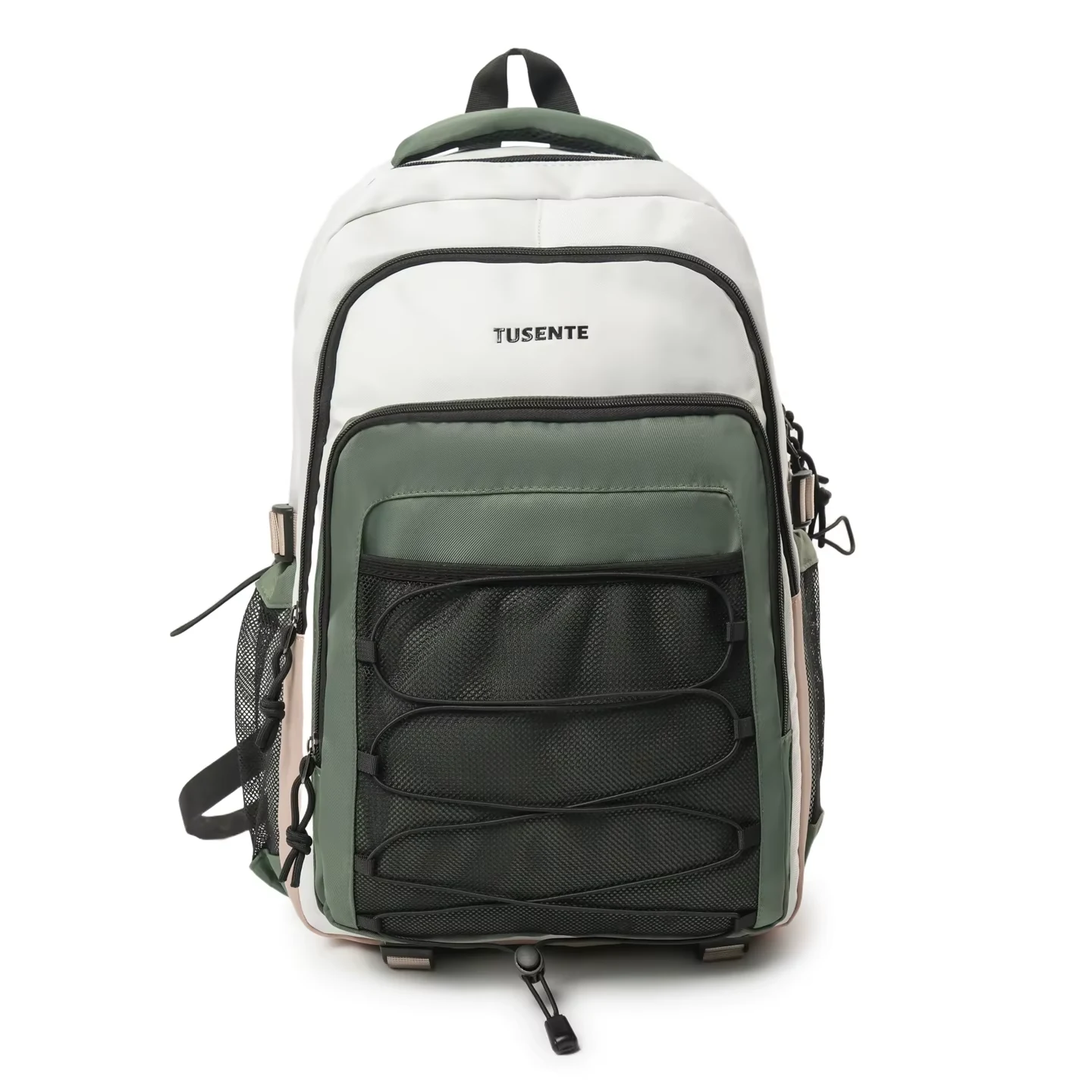 27L Sports Backpack with Front Bungee & Trolley Strap Green and White color SKU reference