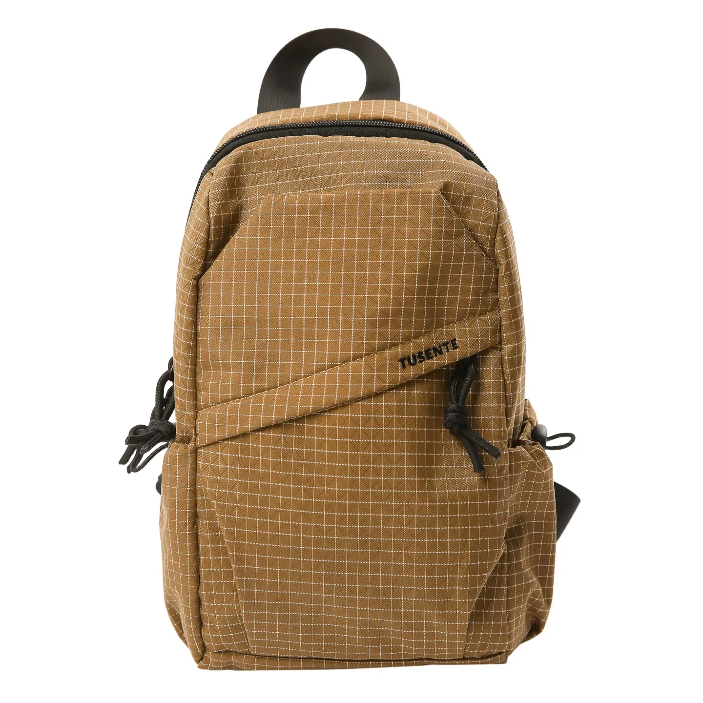 7L Expandable Nylon Sling Backpack with Utility Pockets Khaki color SKU reference