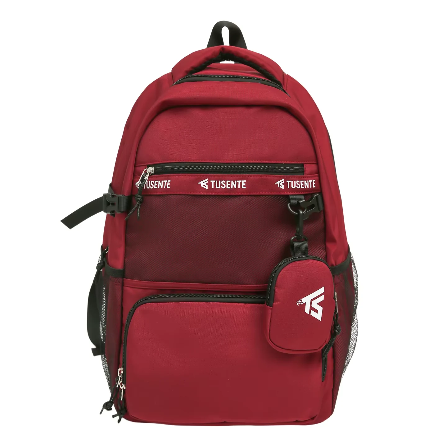 36L Nylon Sports Backpack with Shoe Compartment & Wallet Burgundy color SKU reference