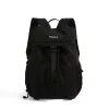 Nylon Drawstring Travel Backpack with Buckle Detail Black color SKU reference