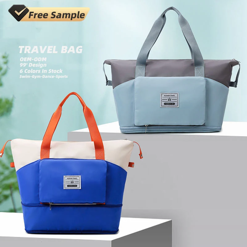 Color-Block Foldable Travel Duffel with Side Pocket product reference image
