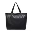 Nylon Everyday Tote with Top Zipper Black color SKU reference