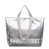 PU Travel Tote with Zip Closure and Interior Storage Silver color SKU reference