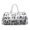 Letter-Print PU Travel Duffel with Adjustable Shoulder Strap Silver color SKU reference