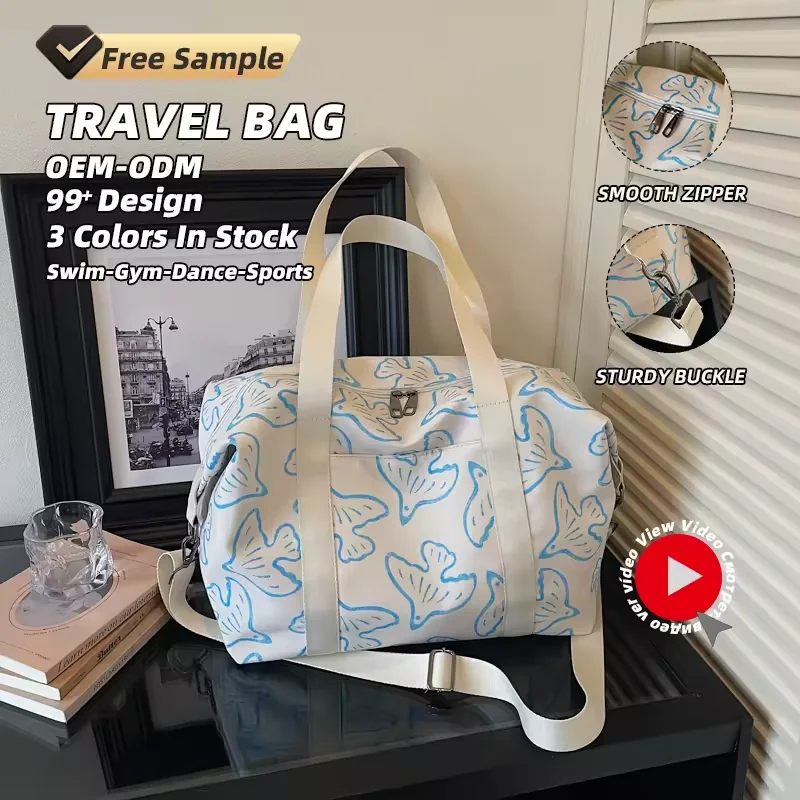 28L Printed Polyester Weekender Tote for Travel and Gym product reference image